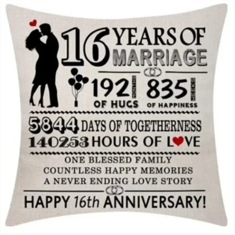 Wedding Anniversary Throw Pillow Cover 18x18 Inch - NIP